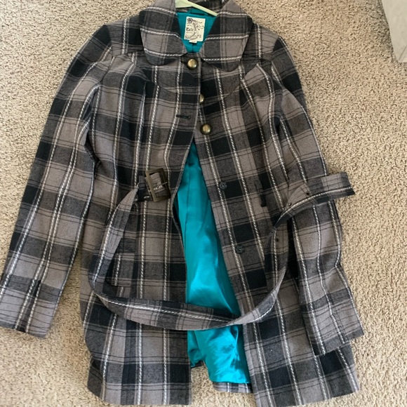 Tulle belted plaid women’s coat - Picture 1 of 2